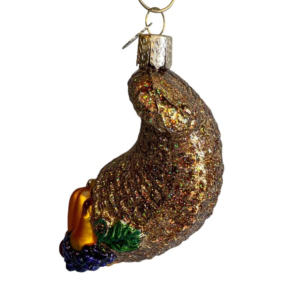 Old World Christmas Glitter Cornucopia Horn Of Plenty Ornament Box Tag 4.5" - Picture 4 of 9
